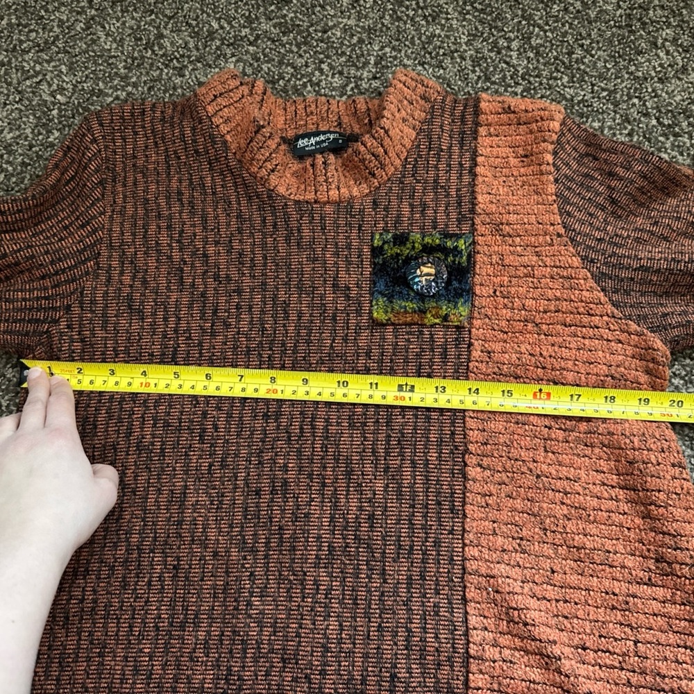 Lee Andersen Asymmetrical Tunic Sweater S Patchwork Art to Wear Cottagecore - Picture 4 of 8